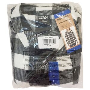 Eddie Bauer Women's Microfleece Button-Up Shirt Black (Snow) NWT